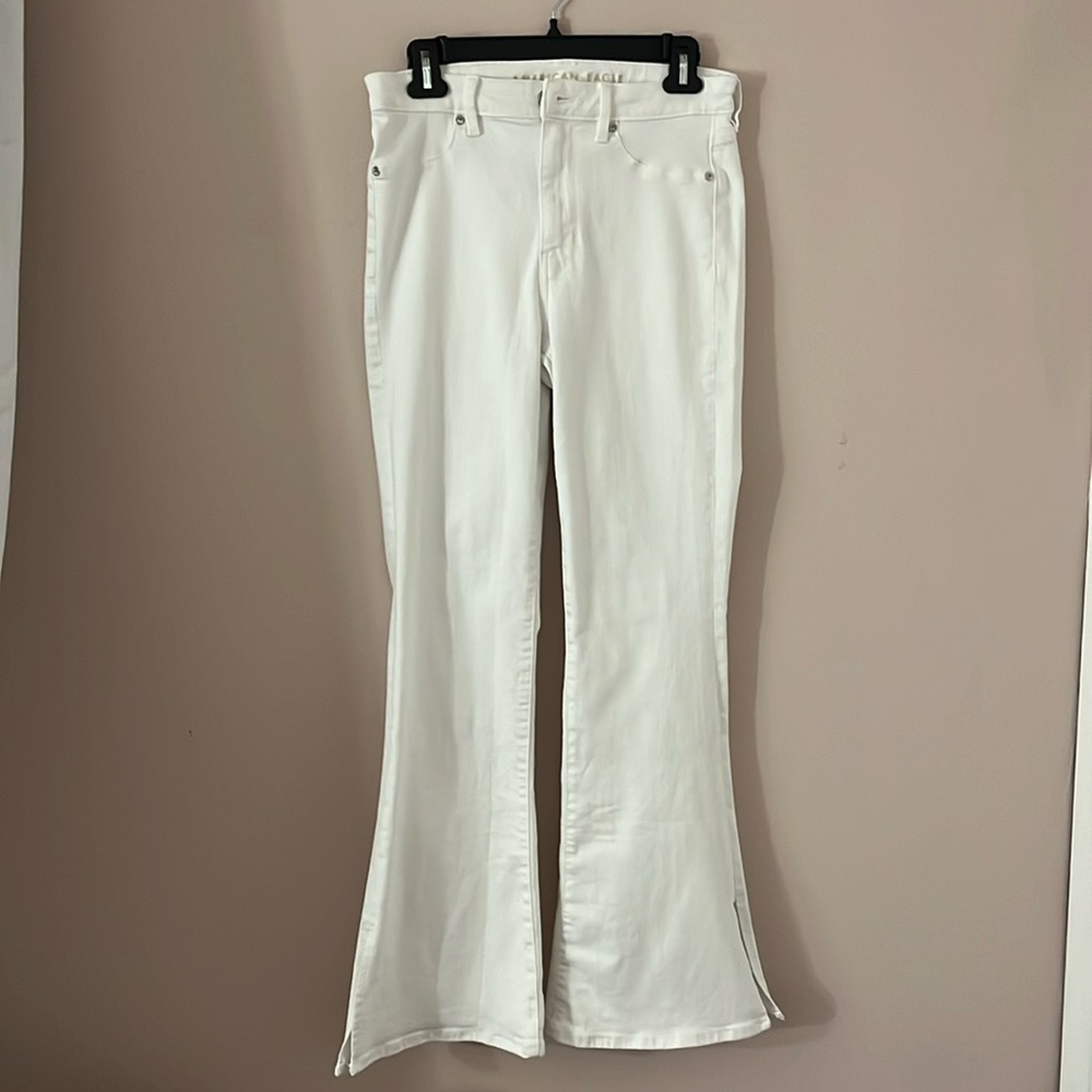 American Eagle White Stretch Flare Jeans